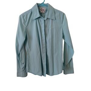 Lilly Pulitzer Sz 4 Vintage Blue Oxford Long Sleeve Shirt Top